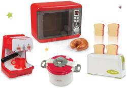 Smoby Set aparat electronic de microunde Tefal Elec Micro Wave Smoby și aparat de cafea Rowenta cu prăjitor de pâine și oală sub presiune (SM310586-3) Bucatarie copii