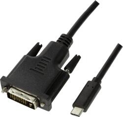LogiLink USB-C Apa - DVI Apa Összekötő Kábel - 3.0m, Fekete