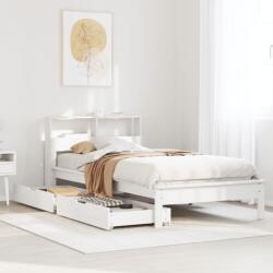 vidaXL fehér tömör fenyőfa könyvespolcos ágy matrac nélkül 75 x 190 cm (3309834)