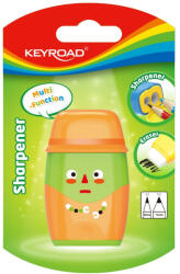 Keyroad Hegyező, 2 lyukú, radírral, 1 db/bliszter, Keyroad 2in1, vegyes színek (KR972118) - haztartasibolt