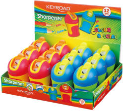 Keyroad Hegyező 2 lyukú tartályos, fedeles, ceruzahegy gömbölyítő 12 db/display Keyroad Colour Special vegyes színek (KR971525) - haztartasibolt