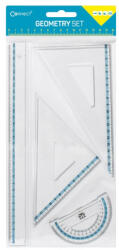 Connect Vonalzókészlet, 30 cm egyenes vonalzó, szögmérő, 45° 14 cm és 60° 18 cm háromszög vonalzó, 4 db/bliszter Connect (C-106046) - haztartasibolt
