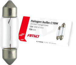 AMiO Set 10 becuri cu halogen C10W Festoon, 41mm, 12V (AM02557)