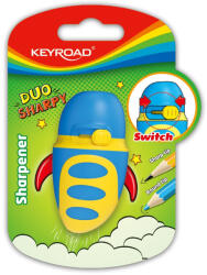Keyroad Hegyező 1 lyukú tartályos, fedeles, multifunkciós Keyroad Duo Sharpy vegyes színek (KR971605) - haztartasibolt