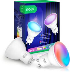 NOUS Set 2 becuri LED RGB Smart NOUS P8, GU10, Control din aplicatie (P8-2pcs) - esell