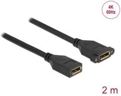 Delock DisplayPort 1.2 kábel csatlakozóhüvellyel - csatlakozóhüvellyel panelrögzítés 4K 60 Hz 2 m (87101) - pepita