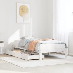 vidaXL fehér tömör fenyőfa ágykeret fiókokkal 90 x 200 cm (3301943)