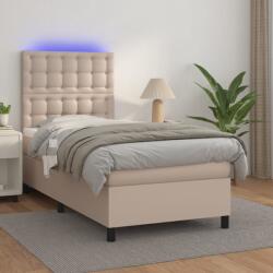 vidaXL cappuccino színű műbőr rugós ágy matraccal és LED-del 100x200cm (3135932)