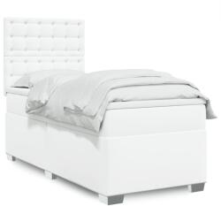 vidaXL fehér műbőr rugós ágy matraccal 80 x 200 cm (3290697)