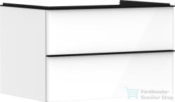 Hansgrohe XELU Q 78x57 cm-es 2 fiókos fali szekrény pulthoz, matt fekete fogantyúval, fényes fehér 54074670 (54074670)