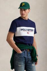 Ralph Lauren pamut póló sötétkék, férfi, nyomott mintás, 710961611 - sötétkék S