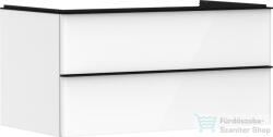 Hansgrohe XELU Q 98x57 cm-es 2 fiókos fali szekrény pulthoz, matt fekete fogantyúval, fényes fehér 54078670 (54078670)