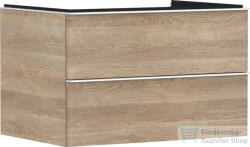 Hansgrohe XELU Q 78x57 cm-es 2 fiókos fali szekrény pulthoz, matt fehér fogantyúval, természetes tölgy 54076700 (54076700)