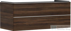 Hansgrohe XELU Q 118x57 cm-es 2 fiókos fali szekrény pulthoz, matt fehér fogantyúval, sötét dió 54085700 (54085700)