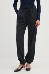 Lacoste gyapjú nadrág sötétkék, magas derekú HF1564 - sötétkék 36