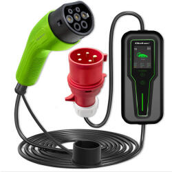 Qoltec 3 fázisú, állítható áramú (8- 16 A), 11 kW, időzíthető Type 2 EV (elektromos autó) töltő, 5 m. . 52467 (52467)