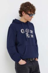 G-Star RAW pamut melegítőfelső sötétkék, férfi, nyomott mintás, kapucnis - sötétkék L