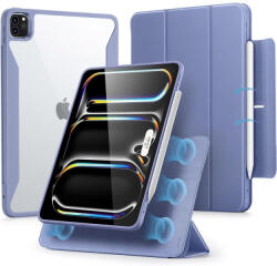 Apple iPad Pro 11 (2024), mappa tok, Smart Case, mágneses rögzítés, csatos záródás, átlátszó hátlap, ESR Rebound Hybrid 360, lila