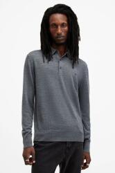 AllSaints gyapjú pulóver MODE MERINO könnyű, férfi, sötétkék, M085KB - sötétkék M