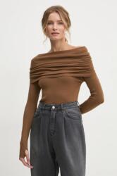 ANSWEAR pulóver könnyű, női, barna, garbónyakú - barna S/M - answear - 6 090 Ft