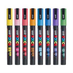POSCA Filc készlet UNI Posca PC-3M Csillámos 8db/csomag, csillám narancs, zöld -világoskék -kék -lila -rózsaszín -piros -sárga
