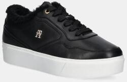 Tommy Hilfiger bőr sportcipő ESSENTIAL PLATFORM SNEAKER FUR fekete, FW0FW08349 - fekete Női 40