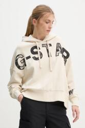G-Star pamut melegítőfelső bézs, női, nyomott mintás, kapucnis, D25046-D589 - bézs L