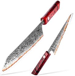 HARAHU Minoru damaszk konyhakés készlet - 2db / Piros KP35100