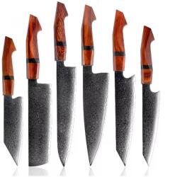 HARAHU KI-35078 Damaszk konyhakés készlet - 6db / Barna KP35078