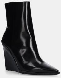 Calvin Klein bőr csizma WEDGE ANKLE BOOT 90 LTH fekete, női, éksarkú, HW0HW02256 - fekete Női 36