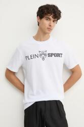 Plein Sport pamut póló fehér, férfi, nyomott mintás, AADC MTK7197 SJY001N - fehér L