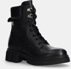 Tommy Hilfiger bőr bakancs LACE-UP BIKER LEATHER fekete, női, platformos, FW0FW08167 - fekete Női 40