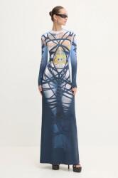 Y/Project ruha BONDAGE PRINT LONG SLEEVE DRESS maxi, testhezálló, 104DR006 - kék M