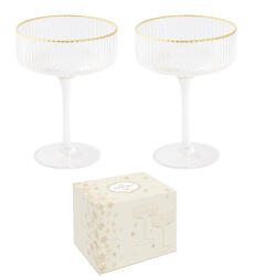 Easy Life Nuova R2S Bordás üvegpohár arany szegéllyel 250ml, pezsgős, 2db-os szett, dobozban, Gold (1436ORO)