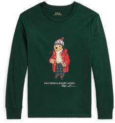 Ralph Lauren gyerek pamut hosszú ujjú felső zöld, nyomott mintás, 323883620009 - zöld 136-138