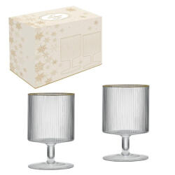 Easy Life Nuova R2S Bordás üvegpohár arany szegéllyel 280ml, boros, 2db-os szett, dobozban, Gold (1432ORO)