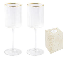 Easy Life Nuova R2S Bordás üvegpohár arany szegéllyel 300ml, boros, 2db-os szett, dobozban, Gold (1435ORO)