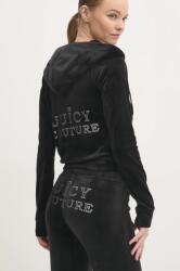 Juicy Couture velúr pulóver REGAL MADISON HOODIE fekete, sima, kapucnis, JCBAS224828 - fekete XS