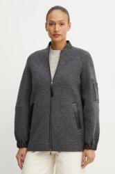 Max Mara Leisure gyapjú dzseki szürke, átmeneti, oversize, 2426906048600 - szürke S