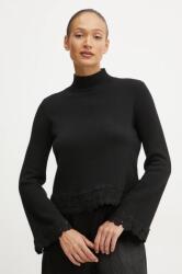TWINSET gyapjúkeverék pulóver női, fekete, félgarbó nyakú, 242TT3421 - fekete XS