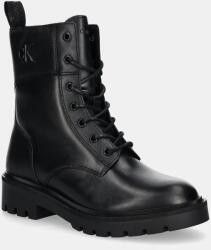 Calvin Klein Jeans bőr bakancs COMBAT BOOT MID ZIP LTH IN CALF fekete, női, lapos talpú, YW0YW01550 - fekete Női 39