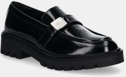 Calvin Klein Jeans bőr mokaszin FLATFORM SHOE DRIVER HDW fekete, női, lapos talpú, YW0YW01657 - fekete Női 39