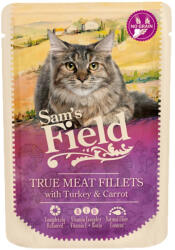 Sam's Field True Meat Fillets Gabonamentes Alutasakos Macskaeledel (Pulyka és Répa) - 85 g