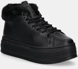 Calvin Klein Jeans bőr cipő BOLD PLATF LOW LACEUP MG LTH fekete, női, téliesített, platformos, YW0YW01590 - fekete Női 38