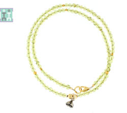  Colier din Olivina Rotund 3-3, 9 mm - Accesorii de Argint 925 - GF