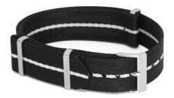 Phenomenato Premium Nato Óraszíj Fekete Fehér csíkkal - 22mm / L/XL- 335mm
