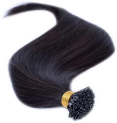HairExtensionShop Keratinos U-TIP Emberi Póthaj Hőillesztéshez Natúr Barna 60cm (Szín #2) (RUT602)