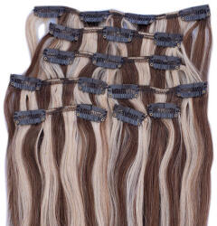 HairExtensionShop Csatos Emberi Póthaj Standard Melírozott Színben 60cm (Szín #6/60) (RC60660)