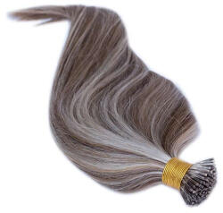 HairExtensionShop Keratinos I-TIP Emberi Póthaj Standard Mikró Gyűrűzéshez Melírozott 50cm (Szín #6/60) (RIT50660)