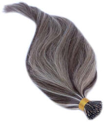 HairExtensionShop Keratinos I-TIP Emberi Póthaj Mikró Gyűrűzéshez Melírozott 50cm (Szín #6/613) (RIT506613)